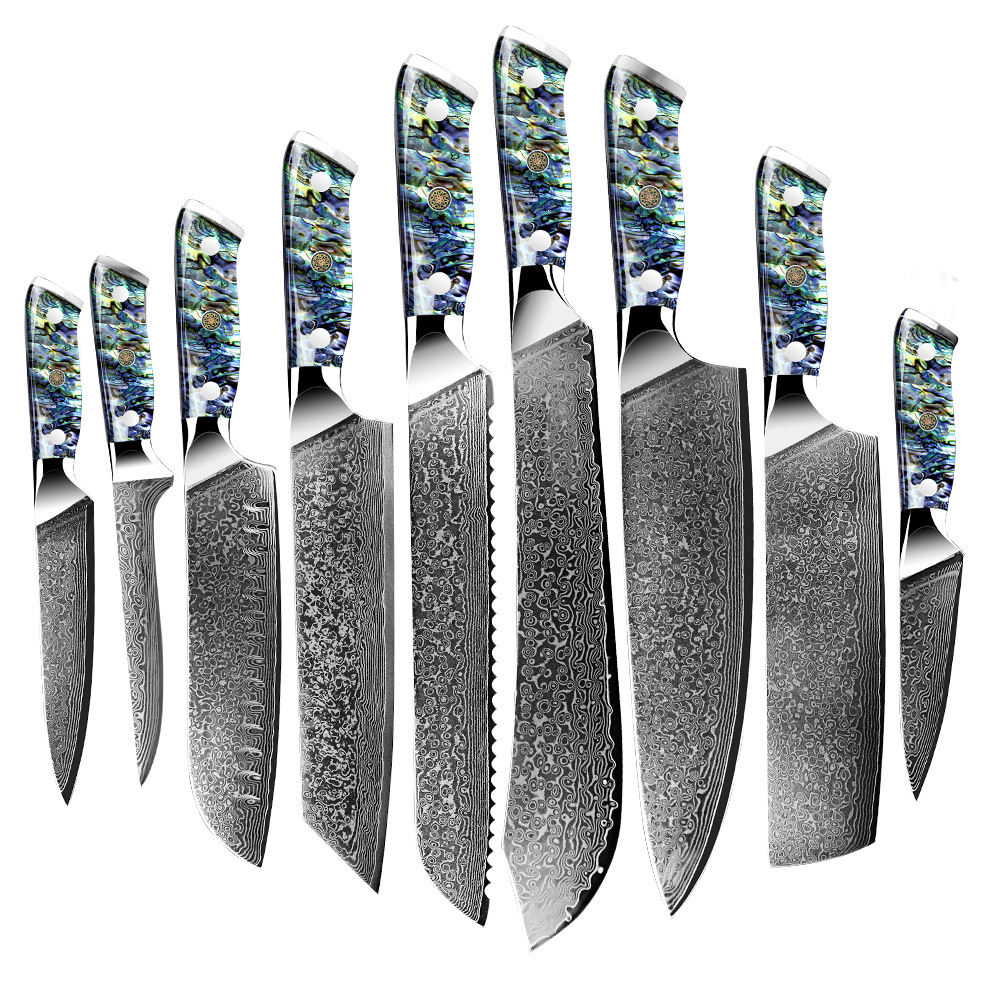 10-Piece Damascus Knife Set in Gift Boxes