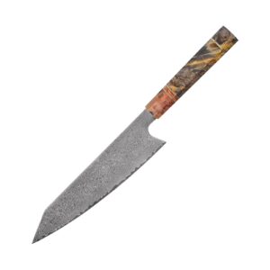 8-Inch VG10 Damascus Chef Knife with Stabilised Octagonal Wood Handle