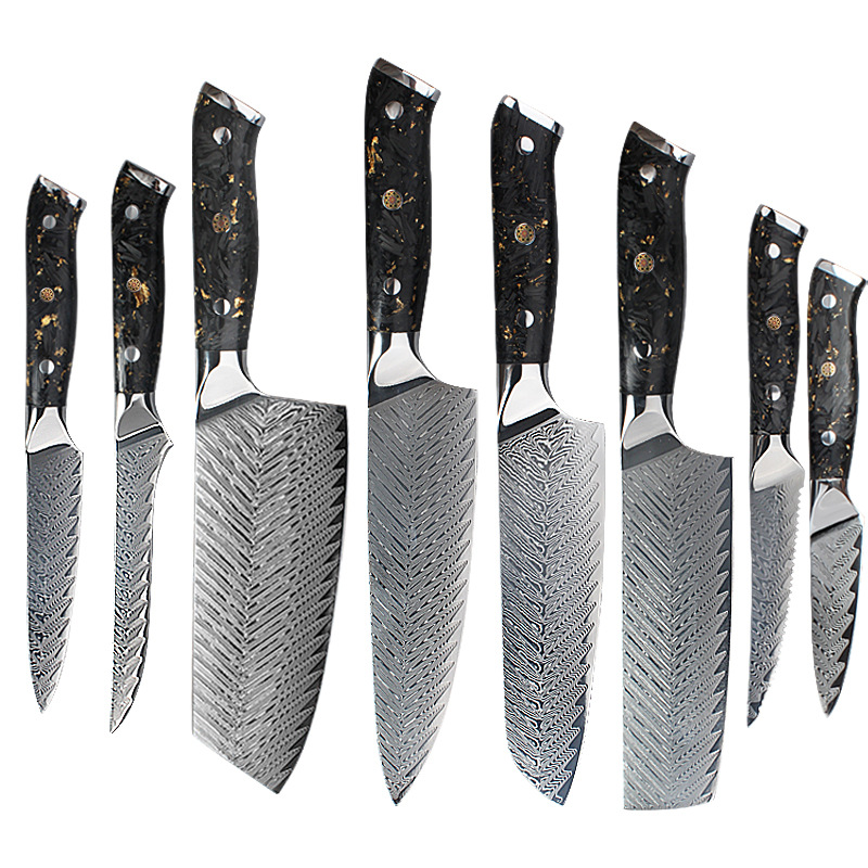 8-Piece Damascus Steel Kitchen Knife Set