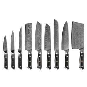 9-Piece Damascus Kitchen Knife Set with G10 Handles